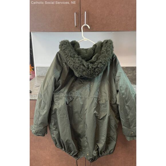 Torrid Olive Green Twill Faux Fur Hooded Anorak Winter Parka Jacket Size‎ 1 - Picture 12 of 12